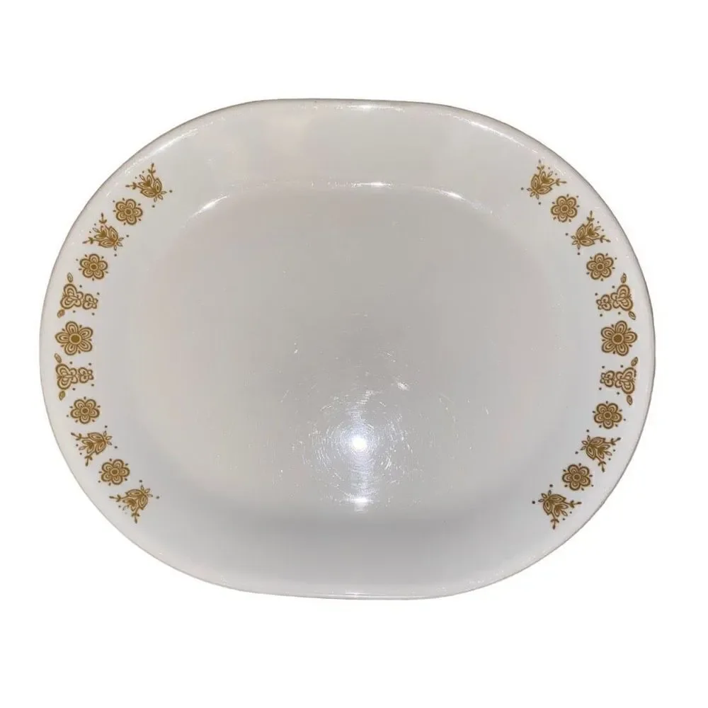 Vintage Corelle‎ Corning Butterfly Gold oval serving platter plate USA